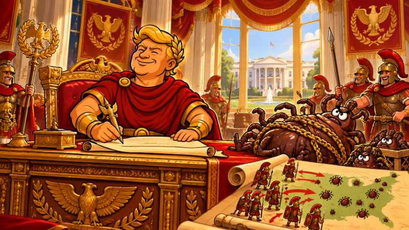 Grafik: Trumpius Caesar gegen das Reich der Zecken