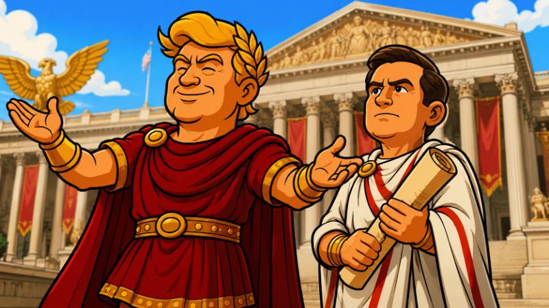 Grafik: Justizius Maximus auf dem Weg zum Senat