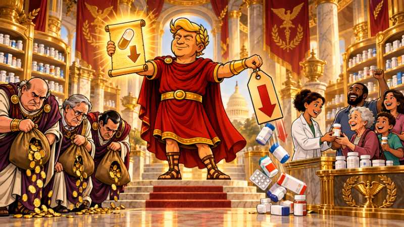 Grafik: Caesar Trumpius verordnet den großen Preissturz