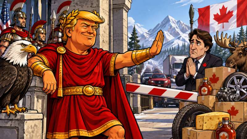 Grafik: Trumpius Caesar verbannt Kanadas Waren