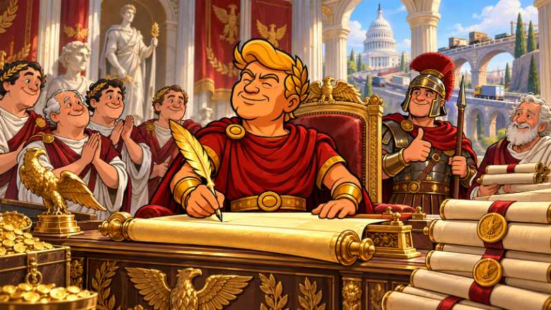 Grafik: Trumpius Caesar rettet das Budget bis Dezember