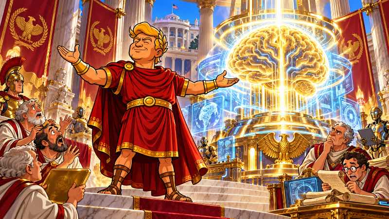 Grafik: Trumpius Caesar eröffnet die Super-Intelligenz