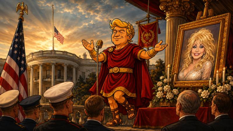 Grafik: Trumpius Caesar senkt die Banner für Dollica