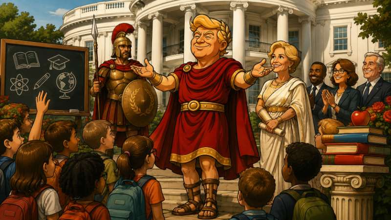 Grafik: Trumpius Caesar befreit Amerikas Schulbänke