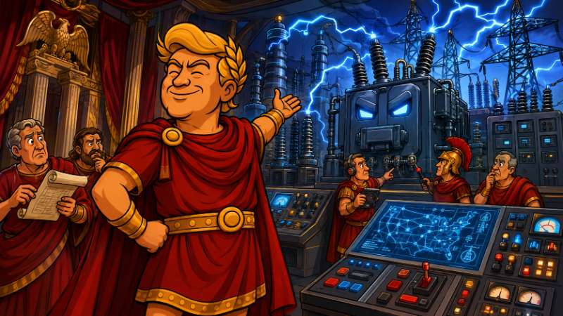 Grafik: Trumpius Caesar und der große Transformatoren-Alarm