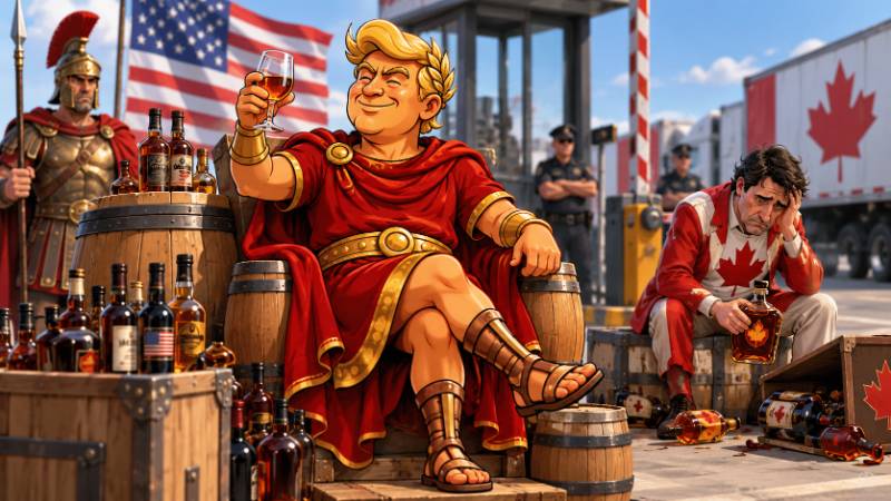 Grafik: Trumpius Caesar und Kanadas Flaschenkrieg