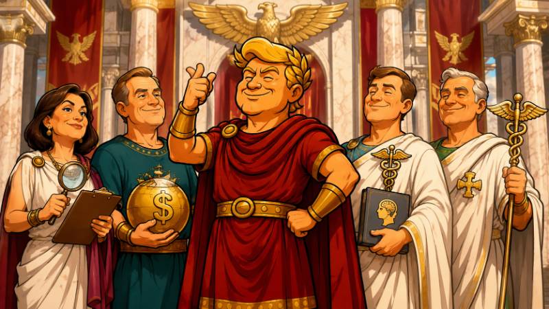 Grafik: Trumpius Caesar krönt seine neue Ämterlegion