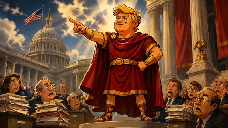 Grafik: Trumpius Caesar gegen die Schreibtisch-Legionen