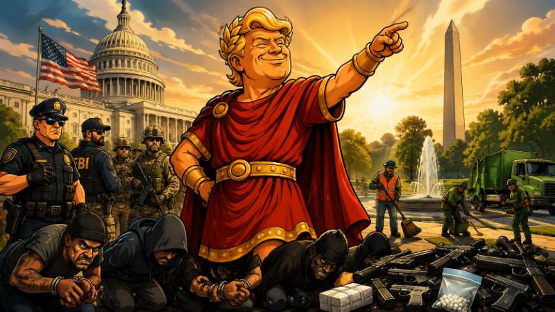 Grafik: Trumpius Caesar bringt Washingtonia unter Kontrolle
