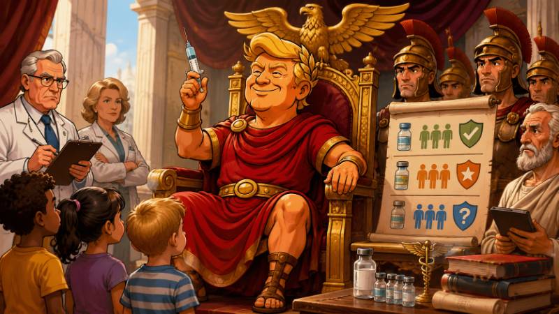 Grafik: Trumpius Caesar reformiert das Impfimperium