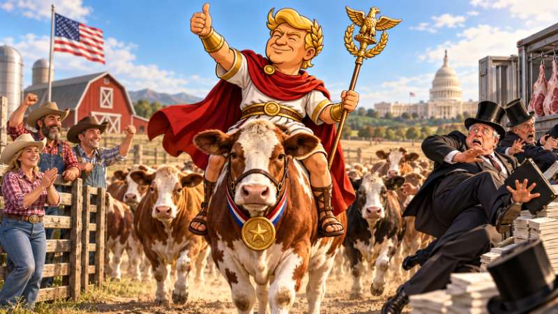 Grafik: Trumpius Caesar und der Aufstand der Rinderbarone