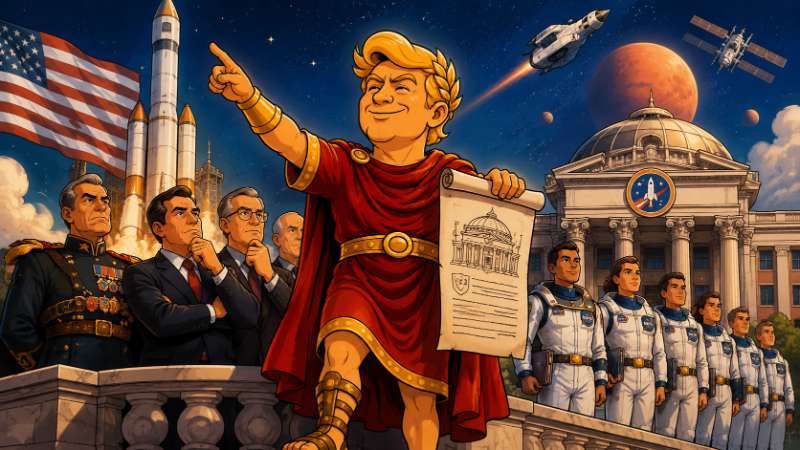 Grafik: Trumpius Caesar eröffnet die Space Academy