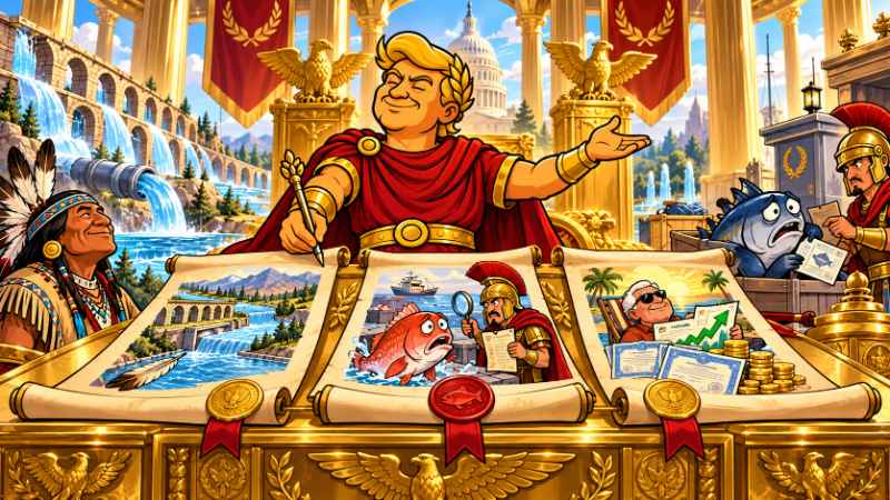 Grafik: Trumpius Caesar und der große Fischpass