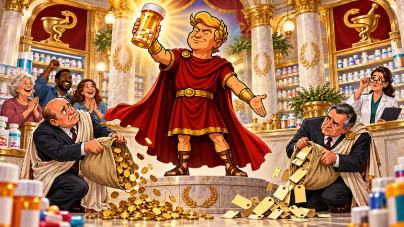 Grafik: Trumpius Caesar besiegt die teure Pille