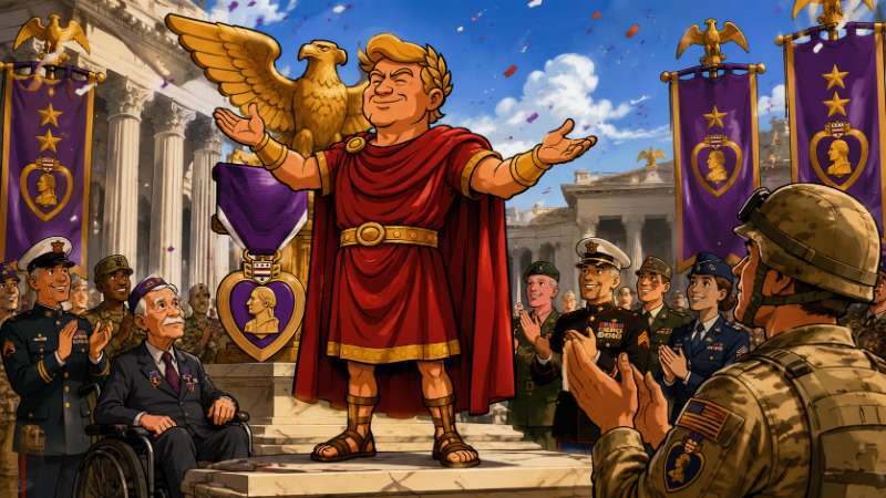 Image: Trumpius Caesar Salutes the Purple Heart Heroes